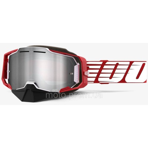 Окуляри 100% ARMEGA Snowmobile Goggle [Oversized Deep Red] Dual Mirror Silver Lens