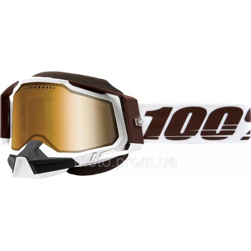 Окуляри 100% RACECRAFT 2 Snowmobile Goggle [Snowbird] Dual Mirror Gold Lens