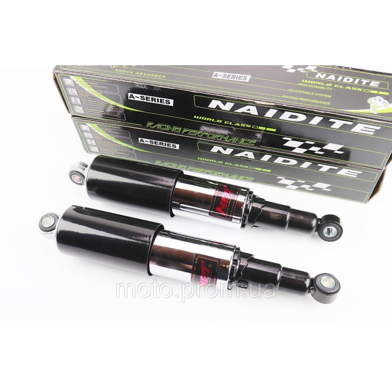 Амортизатор задній 320mm * d60mm (втулка 12mm / втулка 12mm) закритий регулир., чорний к-кт 2шт