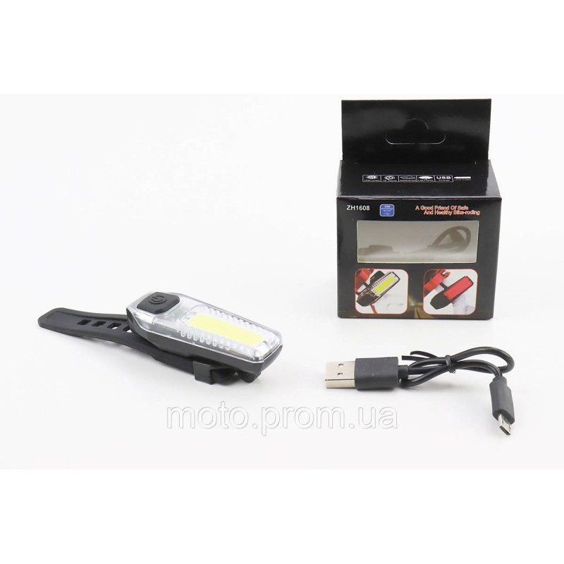 Фонарь передний 12 диодов 120 lumen, Li-ion 3.7V 300mAh зарядка от USB, влагозащитный, ZH1608