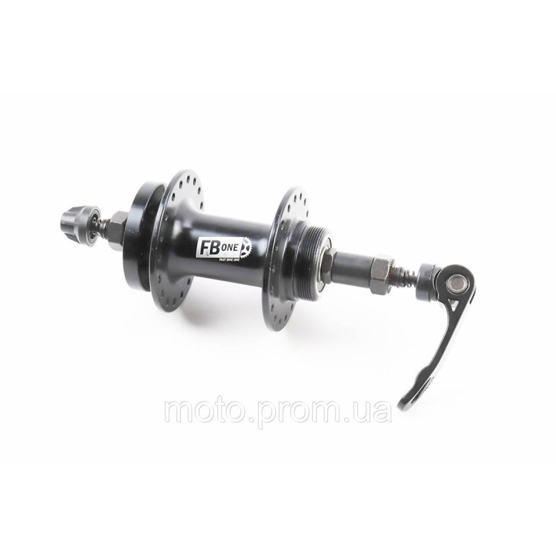 Втулка задня MTB алюмінієва 14Gx36H під вільнобіг, Disk-brake, 2 пром-підшипники 6200 2RS, кріпл. ексцентрик, чорна FB-A208В