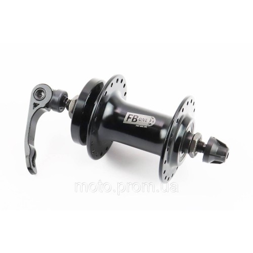 Втулка передняя MTB алюминиевая 14Gx36H, Disk-brake, 2 пром-подшипники 6200 2RS, крепл. эксцентрик, чёрная