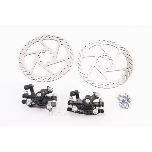 Тормоз Disk-brake передний (F160/R140мм)+задний (F180/R160мм), диски 160мм, крепл. 6 болтов, чёрный DX-2018