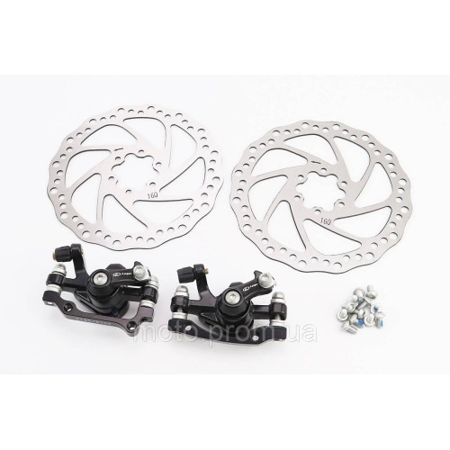 Тормоз Disk-brake передний (F160/R140мм)+задний (F180/R160мм), диски 160мм, крепл. 6 болтов, чёрный DX-2018,