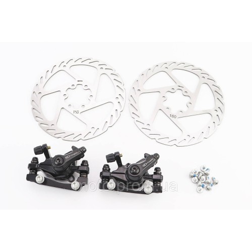 Тормоз Disk-brake передний (F160/R140мм)+задний (F180/R160мм), диски 160мм, крепл. 6 болтов, чёрный DX-2019