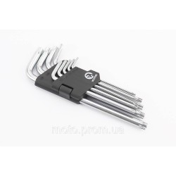 Набор Г-образных ключей удлиненных TORX (T10/T15/T20/T25/T27/T30/T40/T45/T50) CrV HT-0608 Набор Г-образных ключей удлиненных TORX (T10/T15/T20/T25/T27/T30/T40/T45/T50) CrV HT-0608