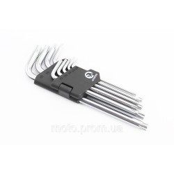 Набор Г-образных ключей удлиненных с отверстием TORX (T10/T15/T20/T25/T27/T30/T40/T45/T50) CrV HT-0606 Набор Г-образных ключей удлиненных с отверстием TORX (T10/T15/T20/T25/T27/T30/T40/T45/T50) CrV HT-0606