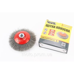 Щітка конусна М14 D-115мм з рифленого дроту 19-8211 Щітка конусна М14 D-115мм з рифленого дроту 19-8211