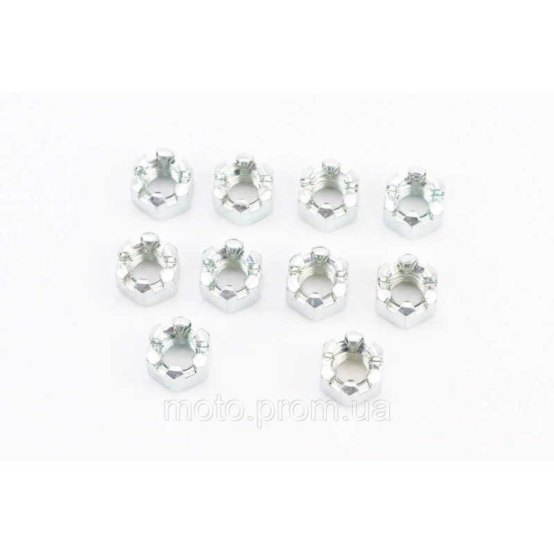 Гайка М8x1,25 корончаста 8 цб DIN935, к-кт 10шт