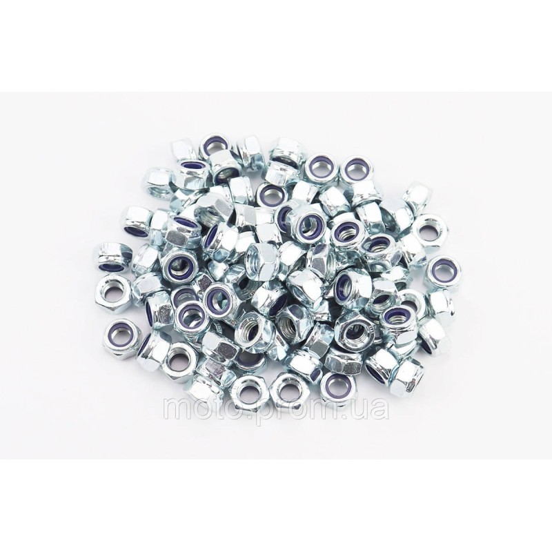Гайка М8x1,25 самостоп 6 цб DIN985, к-кт 100шт