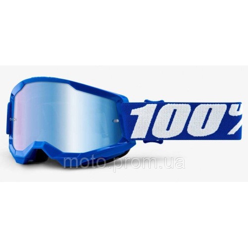 Детские мотоочки 100% STRATA 2 Youth Goggle Blue - Mirror Blue Lens, Mirror Lens