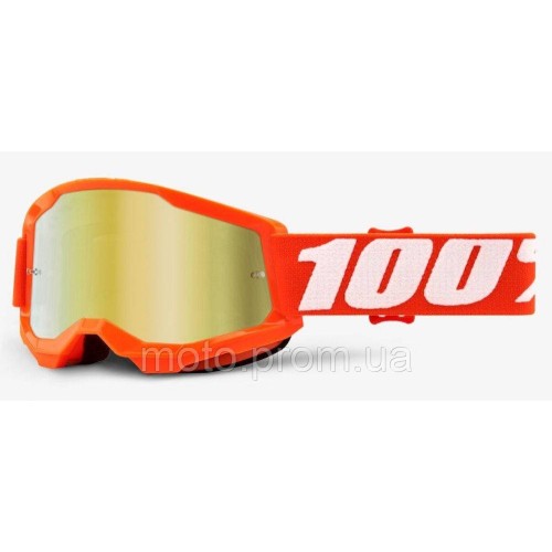 Дитячі мотоочки 100% STRATA 2 Youth Goggle Orange — Mirror Gold Lens, Mirror Lens