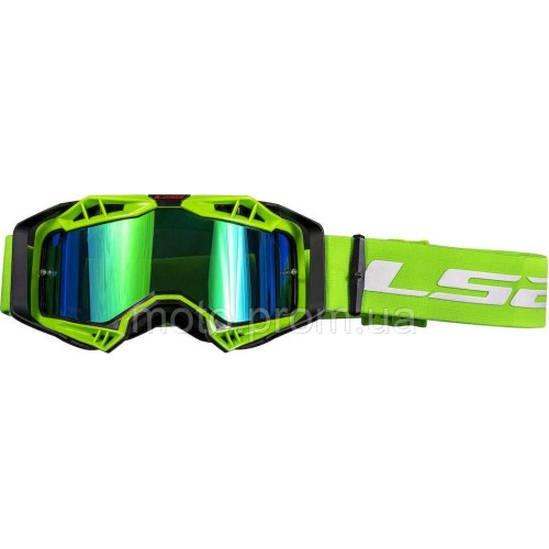 Маска кросова LS2 Aura Pro Goggle Black Hi-Vis Green with Iridium Visor
