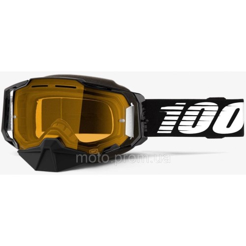 Окуляри 100% ARMEGA SNOWMOBILE Black - Yellow Lens, Colored Lens