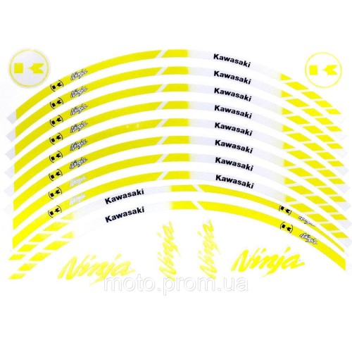 Наклейка на обід колеса Kawasaki Ninja Yellow