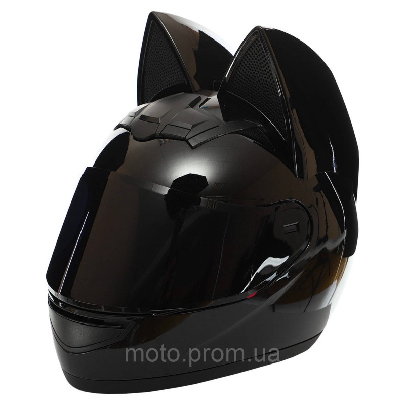 Мотошолом кішка Nitrinos NEKO HNJ Gloss Black L-XL