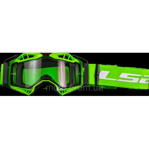 Маска кросова LS2 Aura Goggle Black Hi-Vis Green With Clear Visor