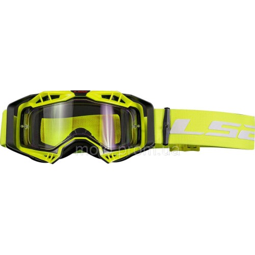 Маска кросова LS2 Aura Goggle Black Hi-Vis Yellow With Clear Visor