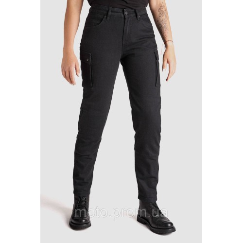 Мотоджинси одношарові PandoMoto LADY MILA Cargo Black W27-L32
