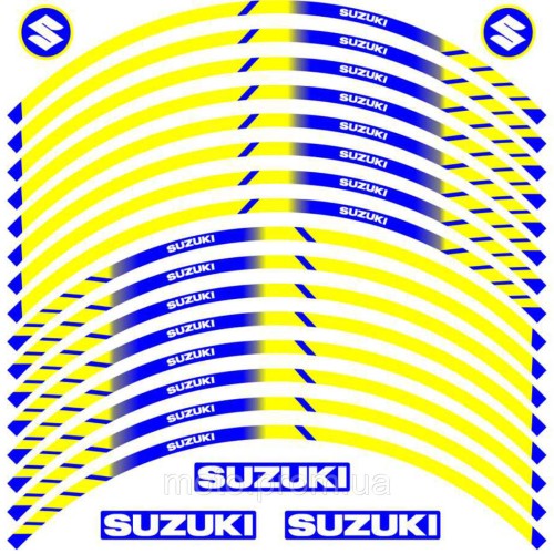 Наклейка на обод колеса Suzuki Blue Yellow