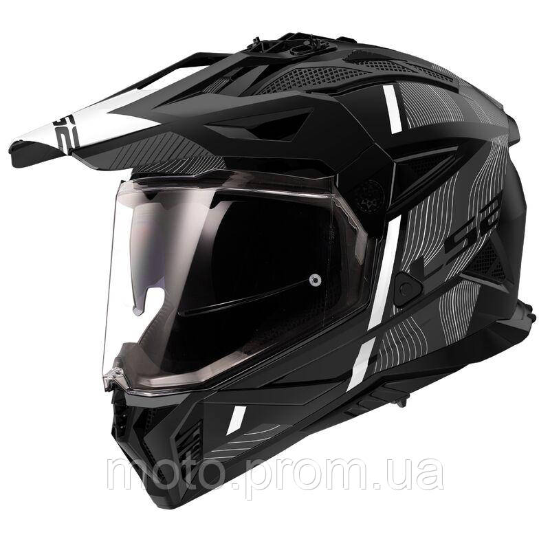 Мотошлем LS2 MX702 Pioneer 2 Hill Matt Black White 06 XL