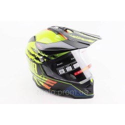 Шлем кроссовый/эндуро/АТV со стеклом BLD-819-7 М (57-58см), ЧЕРНЫЙ/ЖЕЛТО-ОРАНЖЕВЫЙ