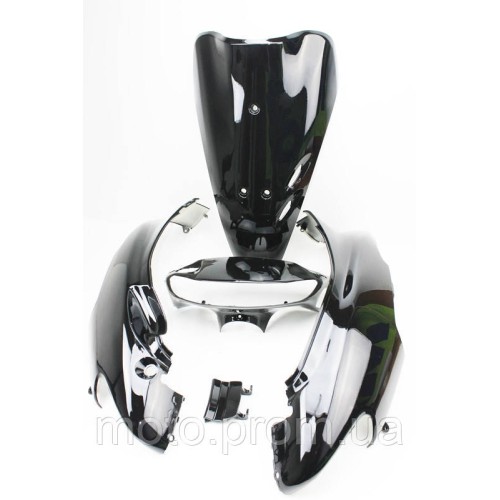 Honda DIO AF-34 пластик - к-кт фарбований 5 деталей (голова під диск. гальмо), ЧОРНИЙ