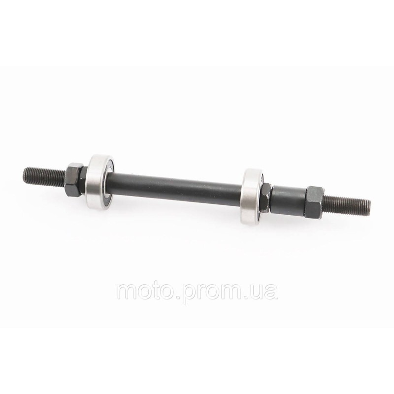 Ось задняя MTB M10х185мм в сборе, пром-подшипники 6200 2RS, под гайку, чёрная