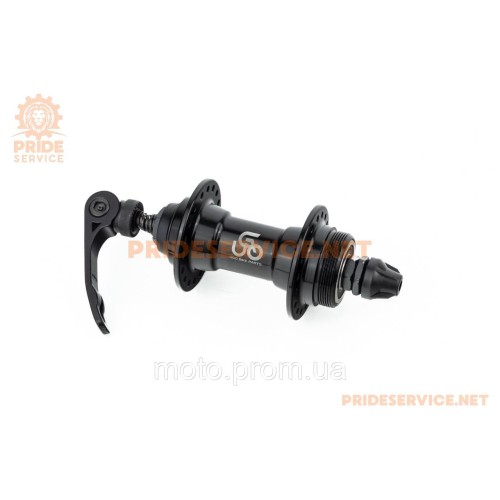 Втулка передня MTB алюмінієва 14Gx36H, Disk-brake (різьба), 2 пром-підшипники 6200 2RS, кріпл. ексцентрик, чорна U-B23FQR