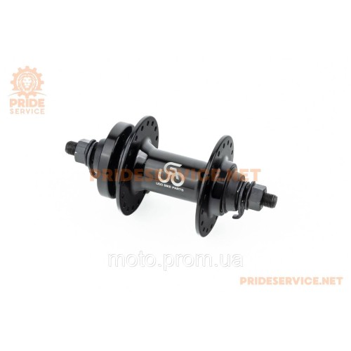Втулка передняя MTB алюминиевая 14Gx36H, Disk-brake, 2 пром-подшипники 6200 2RS, крепл. гайка, чёрная U-B07F