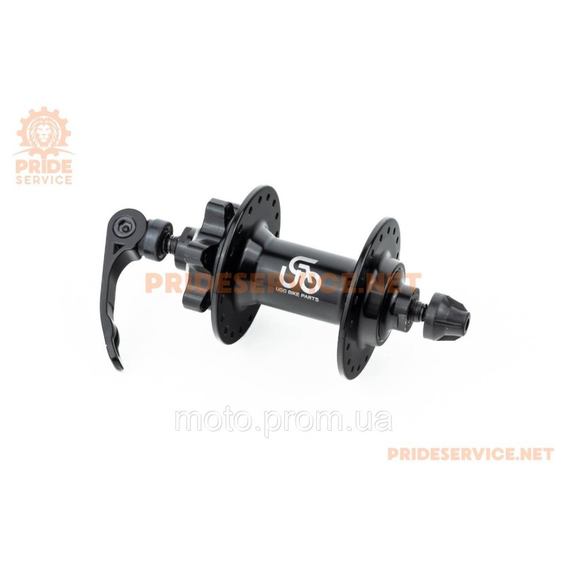 Втулка передня MTB алюмінієва 14Gx36H, Disk-brake, 2 пром-підшипники 6200 2RS, кріпл. ексцентрик, чорна U-B12FQR