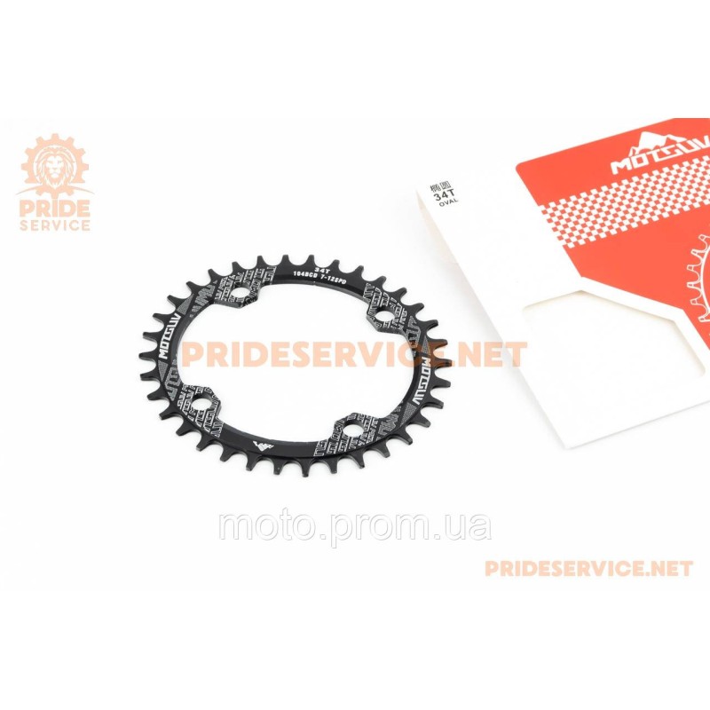 Зірка передня MTB (Oval) Narrow Wide 34Т (BCD:104мм), алюмінієва, чорна