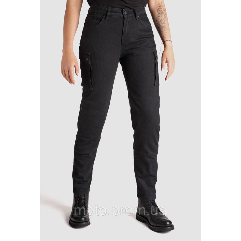 Мотоджинси одношарові PandoMoto LADY MILA Cargo Black W26-L32