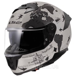Мотошолом LS2 FF808 Stream 2 Worldmap Matt Cool Grey 3C Grey M