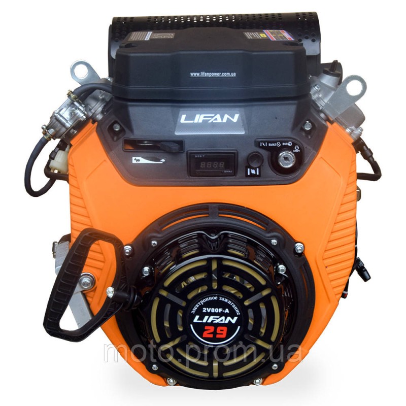Бензиновый двигатель LF2V80F-A (электростартер + ручной стартер) вал Ø 25 мм под шпонку