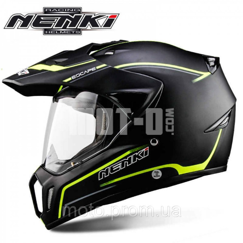 Шлем (мотард) Nenki MX-310, Matte Black Yellow (M)