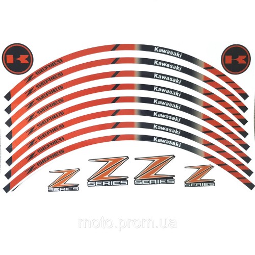 Наклейка на обід колеса Kawasaki Z Series Red