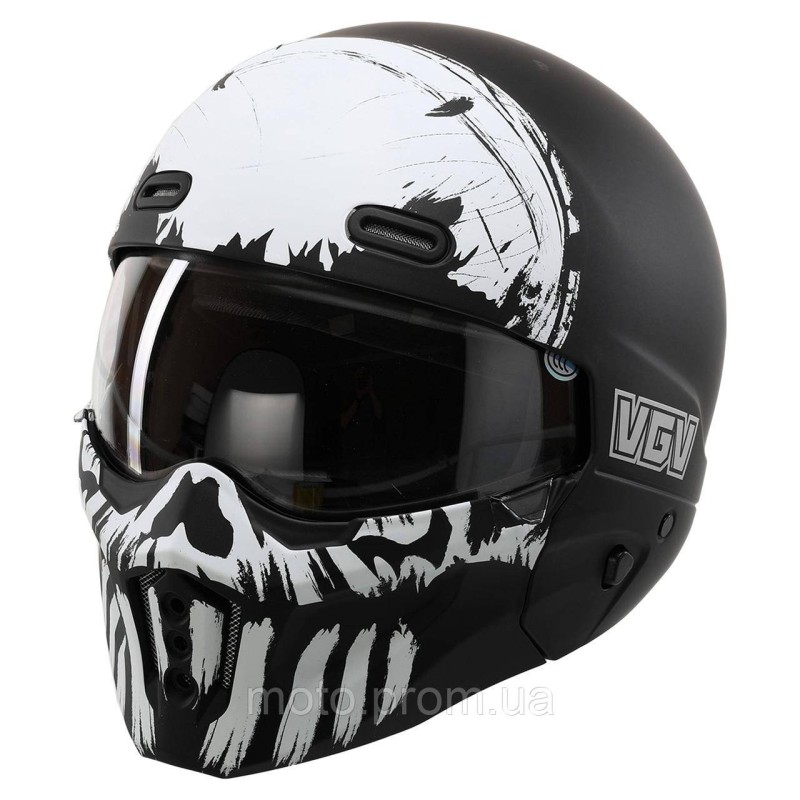 Мотошолом WM EXO Combat Skull Black White Matt M