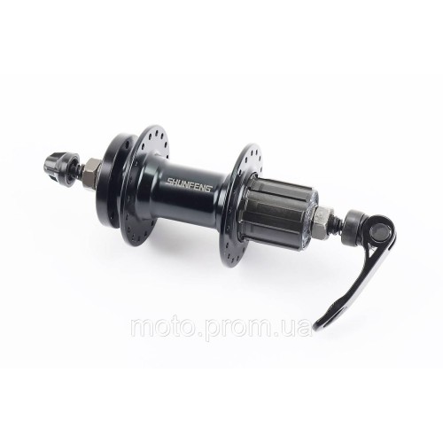 Втулка задня MTB алюмінієва 14Gx36H під касету 7зв, Disk-brake, кріпл. ексцентрик, чорна SF-A262R