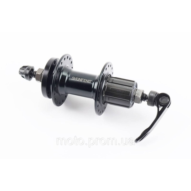 Втулка задня MTB алюмінієва 14Gx36H під касету 7зв, Disk-brake, кріпл. ексцентрик, чорна SF-A262R