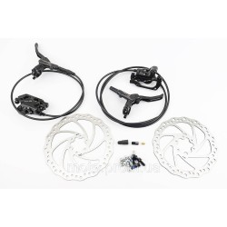 Гальмо Disk-brake гідравлічне переднє (F180/R160мм)+заднє (F180/R160мм) у зборі, диски 160/180мм, кріпл. 6 болтів, чорні Гальмо Disk-brake гідравлічне переднє (F180/R160мм)+заднє (F180/R160мм) у зборі, диски 160/180мм, кріпл. 6 болтів, чорні