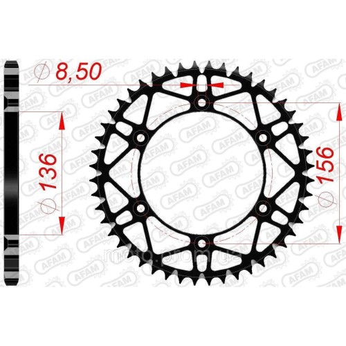 Зірка AFAM 520 SLK-Steel Chainwheel - Sherco [Black], 51z