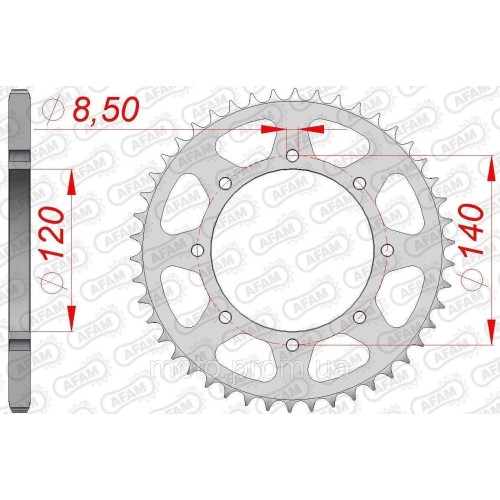 Зірка AFAM 520 Steel Chainwheel - Kawasaki [Silver], 44z