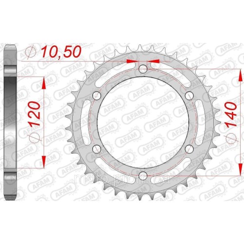 Зірка AFAM 525 Steel Chainwheel - Kawasaki [Silver], 38z