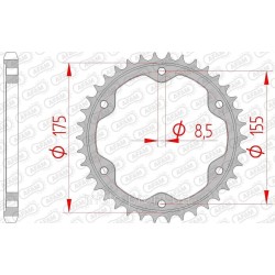 Зірка AFAM 525 Steel Chainwheel - KTM [Black], 38z