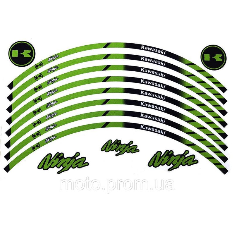 Наклейка на обід колеса Kawasaki Ninja Green