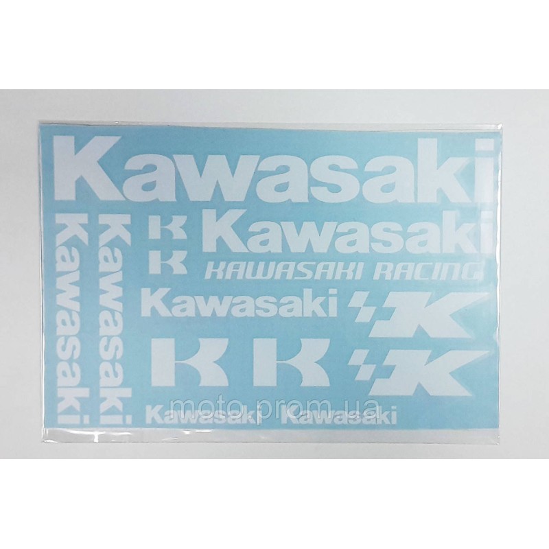 Наклейка лист Kawasaki під оригінал біла