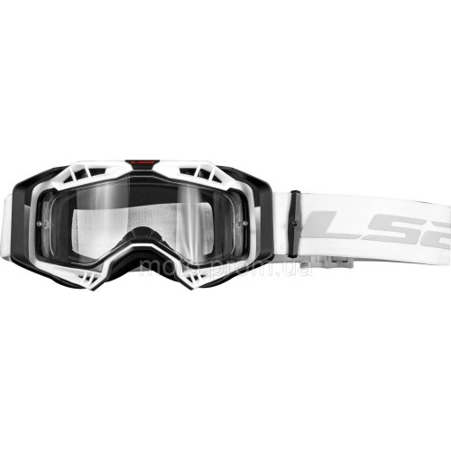 LS2 Aura Enduro Series Goggle Black White with Clear Visor