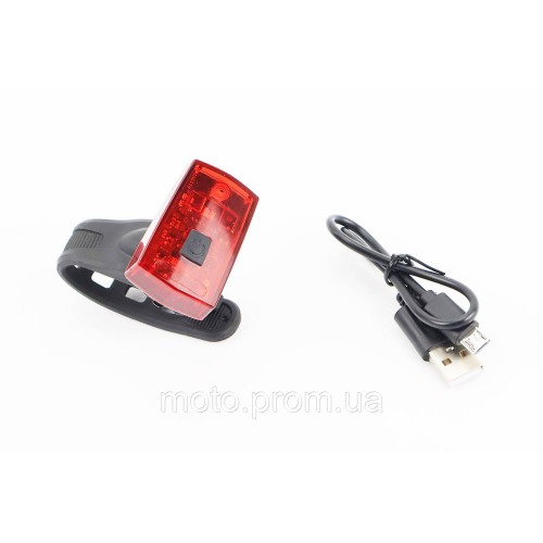 Ліхтар задній 1 діод, Li-ion 3.7V 300mAh зарядка від USB, вологозахисний, стоп сігналом JY-6115T