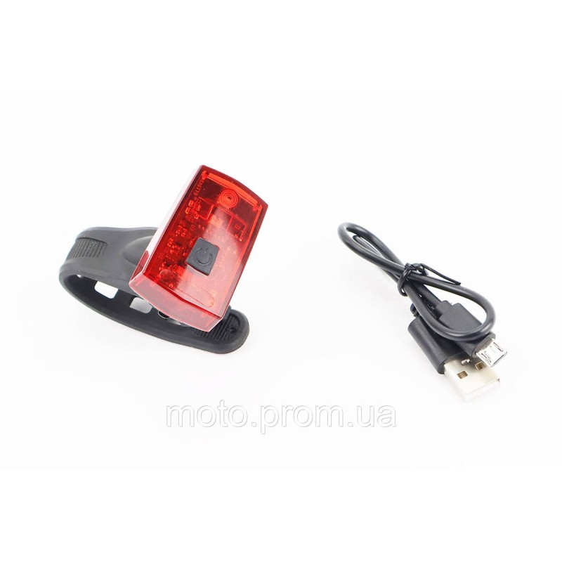 Ліхтар задній 1 діод, Li-ion 3.7V 300mAh зарядка від USB, вологозахисний, стоп сігналом JY-6115T